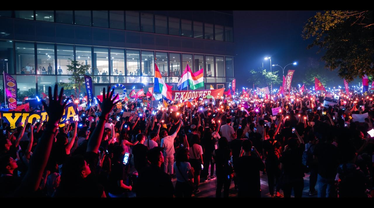 爆瓜网资讯：当红偶像男团成员突然宣布退出，粉丝集体崩溃引发线下聚集